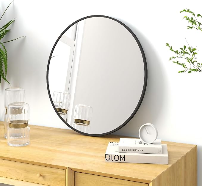 SCWF-GZ 20" Round Mirror Circle Wall Mounted Hanging or Against Wall Metal - Image 9