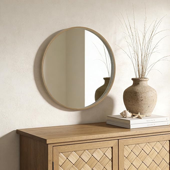 WallBeyond Round Wood Mirror 24" Circle Wall Mirror - Image 3