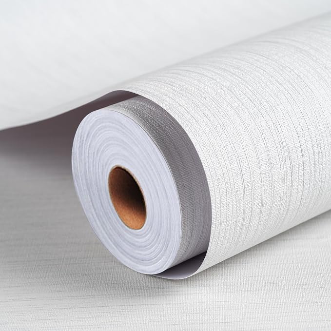 Grasscloth Textured Wallpaper White Peel and Stick 24inX393in Fabric Wall Paper by Apeacefulmomentbeginshere
