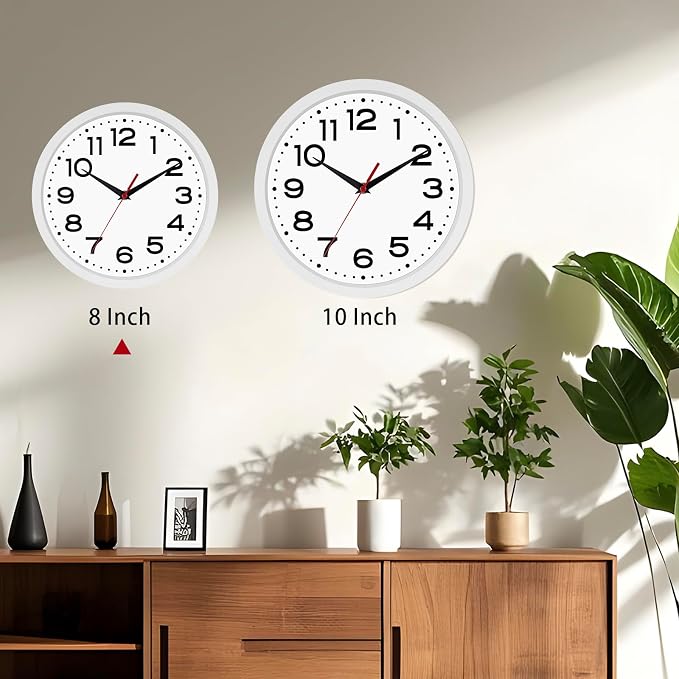 Wall Clock Silent Non-Ticking Modern Clock Battery Operated 8 Inch Small - Image 5