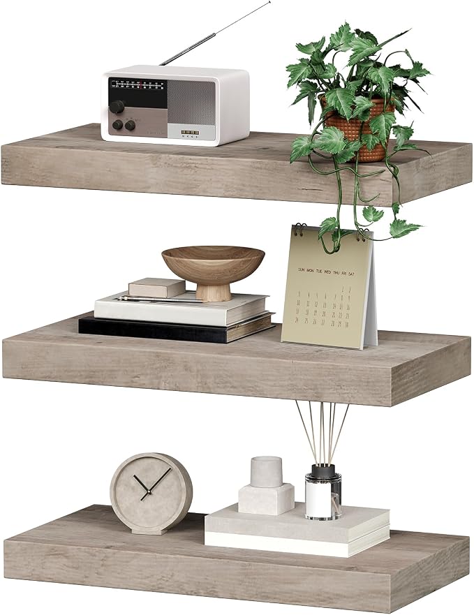 RALGEND Floating Shelves for Wall, 1.5" Thick Wall Shelf Set of 3 - Image 9