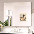 Keonjinn 42 x 36 Brushed Nickel Bathroom Vanity Mirror, Large Rounded Rectangle by Keonjinn