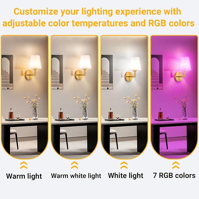 Vimhou Peel and Stick Wall Sconces, Stick On Wall Sconce Set of 2, Battery - Image 4