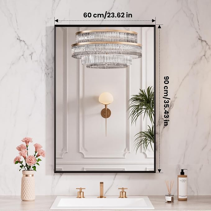 LOAAO Black Bathroom Mirror 24"X36" - Image 9