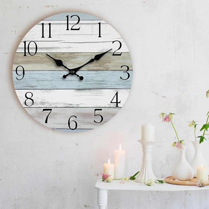 Wall Clock, Silent Non Ticking Wall Clocks Battery Operated, Rustic Wooden - Image 6