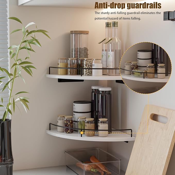Corner Shelf Wall Mount, Floating Corner Shelves, Rustic Wood Wall Storage - Image 7