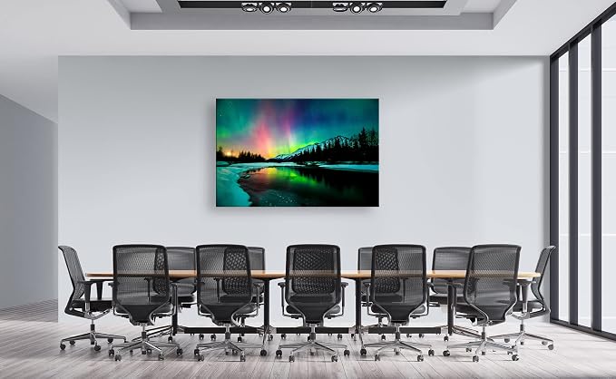 S01969 Wall Art HD Aurora Scenery Painting on Canvas Prints Stretched and - Image 4
