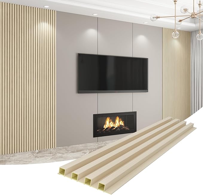8-Pack WPC Wall Panels 118’’ x 6.1’’ 3D Slat Wall Panel Acoustic Wall Paneling - Image 7