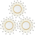 3 Pack Metal Mirrors for Wall Sunburst Wall Mirrors Home Décor Decorative by Uaussi