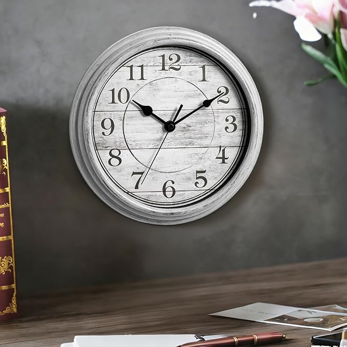 Wall Clock, 9 Inch Silent Wall Clocks Battery Operated, Decorative Clocks - Image 6
