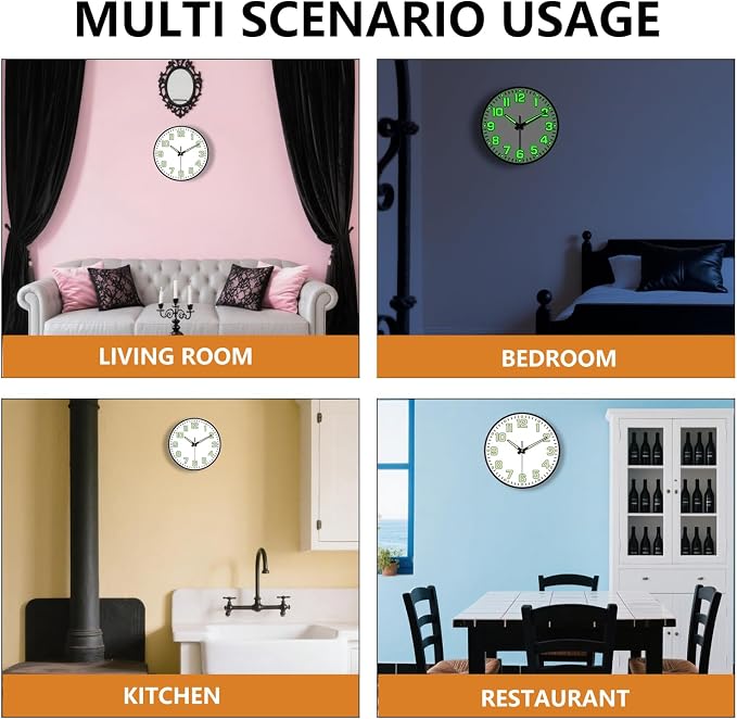 12 Inch Silent Wall Clocks Battery Operated, Glow in The Dark Wall Clock - Image 9