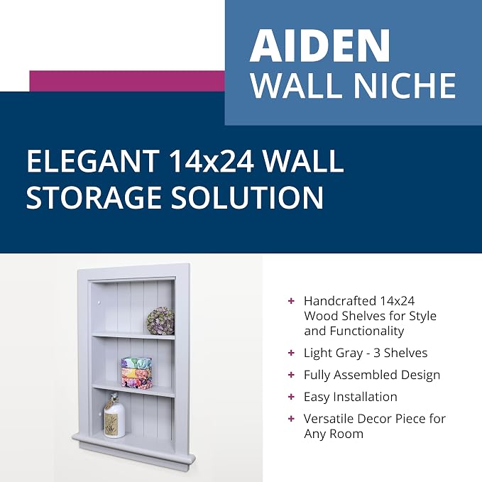 14x24 Aiden Recessed Wall Niche Medicine Cabinet Replacement, in The Wall - Image 2