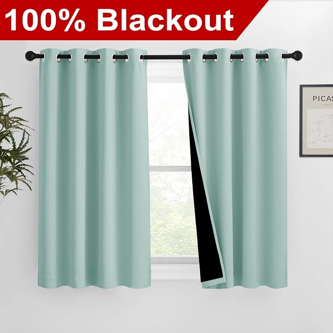 NICETOWN 100% Blackout Curtains 54 inches Long, Double-Deck Completely Blackout - Image 2