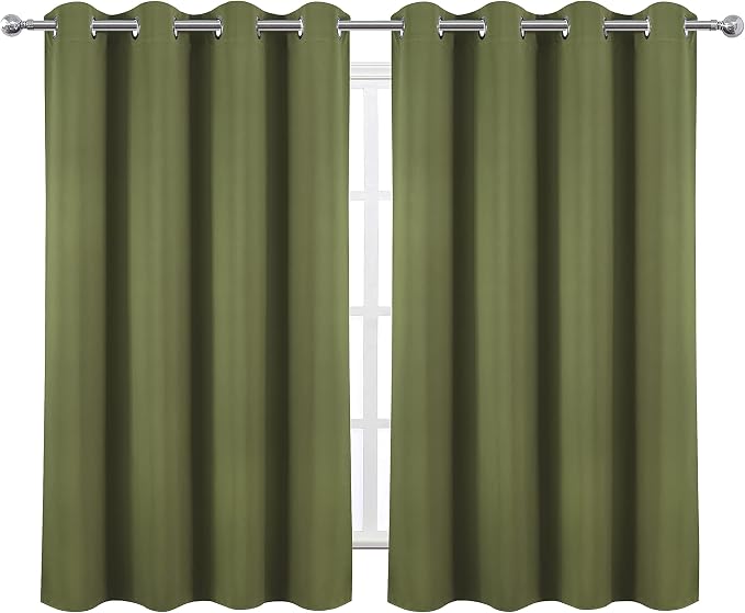 LEMOMO Blackout Curtains 52 x 45 inch/Olive Green Curtains Set of 2 - Image 2