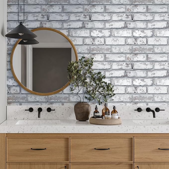 COMSTICKC 3D Faux Brick Peel and Stick Wall Covering, Small Size Thin PVC Self - Image 8