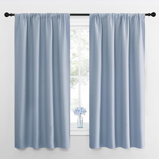 NICETOWN Blackout Curtains for Living Room, Vintage Blue, 2 Panels, 42 by 63 by NICETOWN
