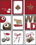 LOARTVE 9Pcs Trendy Red Leopard Wall Art Prints Funky Lucky 8 Ball Posters by LOARTVEART