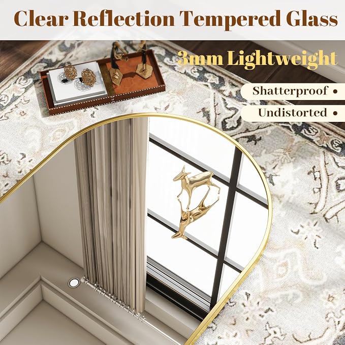 VooBang Arched Wall Mirror, 26 x 28 inch Arch Bathroom Mirror, Wall Mounted - Image 3