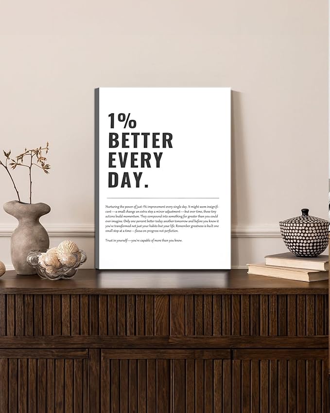 1% Better Every Day Framed Canvas Wall Art Modern Quote Decor 12x16in canvas - Image 4