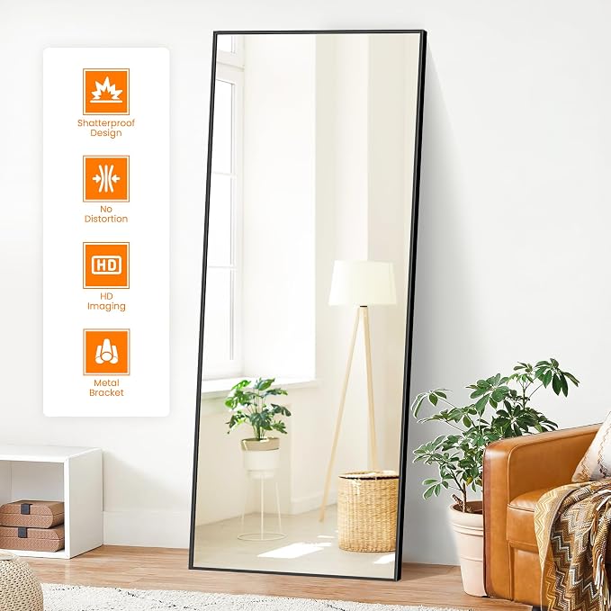 TRAHOME Full Length Standing Mirror, Free Standing or Wall Mount - Image 2