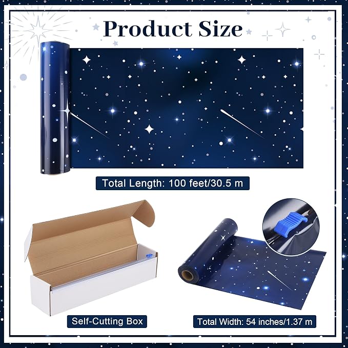 Kochorie 100 Ft X 54 Inch Space Galaxy Tablecloth Roll - Image 2