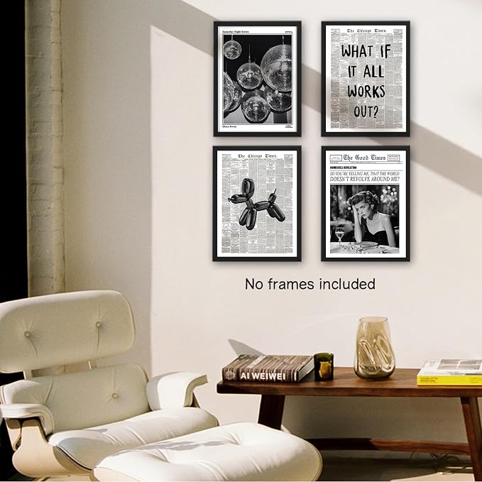 NaZaUK Trendy Preppy Retro Y2K Room Decor, Sufeasdf 70s Disco Ball Newspaper - Image 3