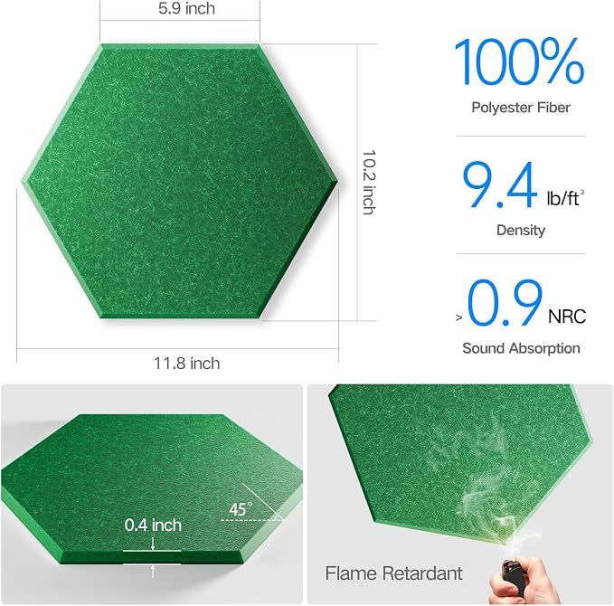 22 Pack Self-Adhesive Acoustic Panels 12" X 10" X 0.4" - Image 3