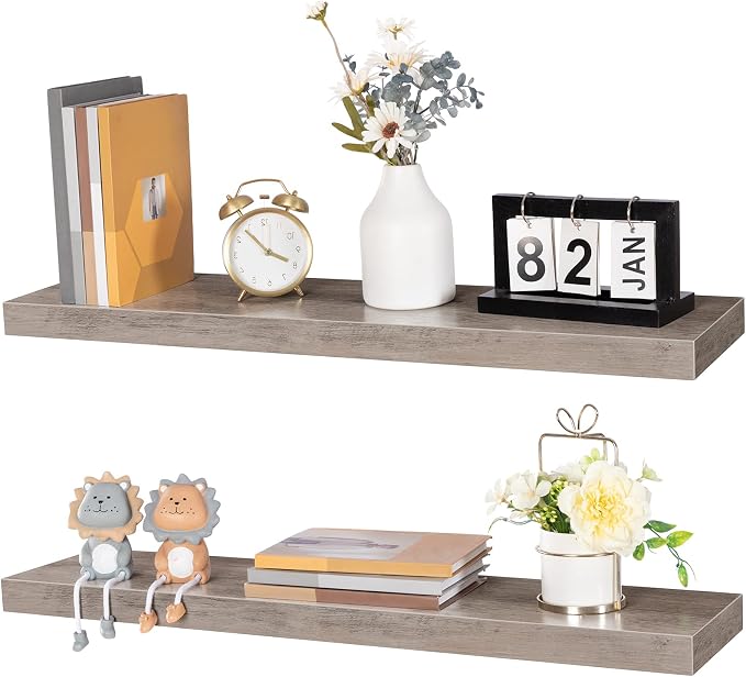 HOOBRO Floating Shelves for Wall, Wall Mounted Shelf Set of 2, 31.5" Hanging - Image 9
