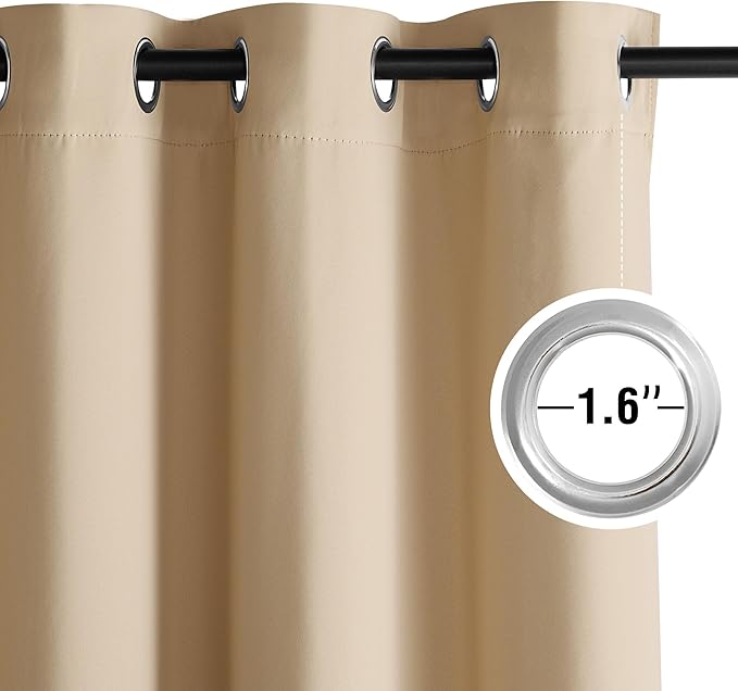 NICETOWN Blackout Curtains Grommet 2 Panels 72 Inches Long, Biscotti Beige - Image 4