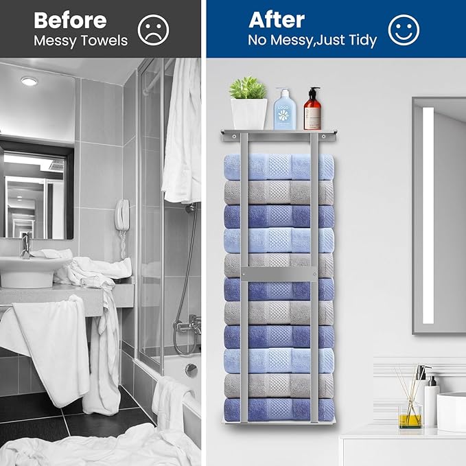 Bathroom Towel Storage Rack, Wall Mounted Bathroom Towel Rack, 30 inch Heavy - Image 5