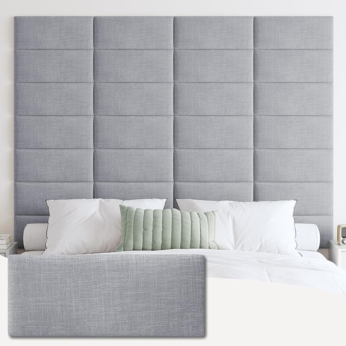 IFNOW Upholstered Wall Mounted Headboard, 3D Soundproof Wall Panels Peel and by IFNOW