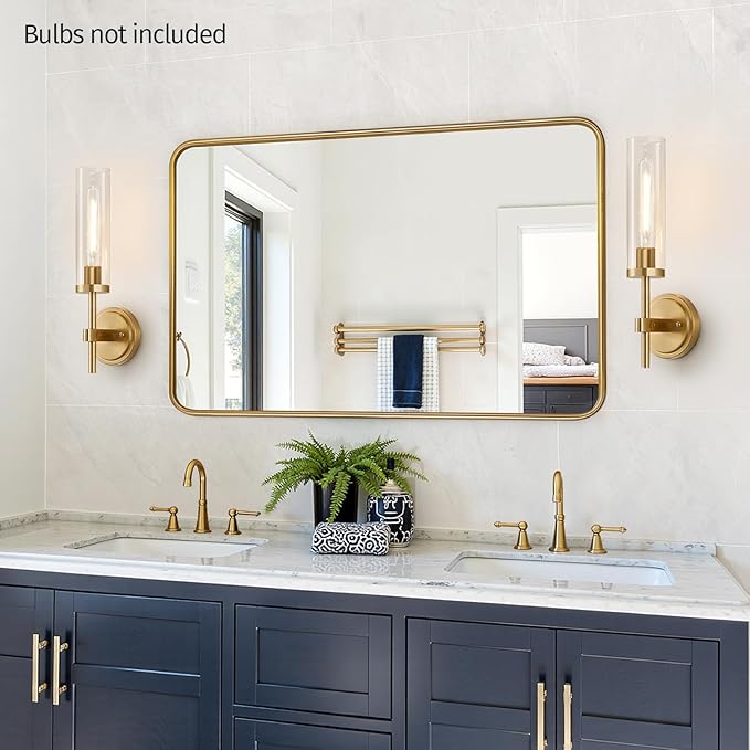 Wall Sconces Set of Two, Brushed Gold Bathroom Sconces - Image 5