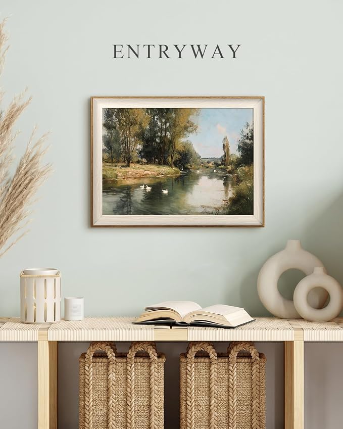 VIYYIEA Framed Wall Art for Living Room, Peaceful River Landscape Canvas Prints - Image 3