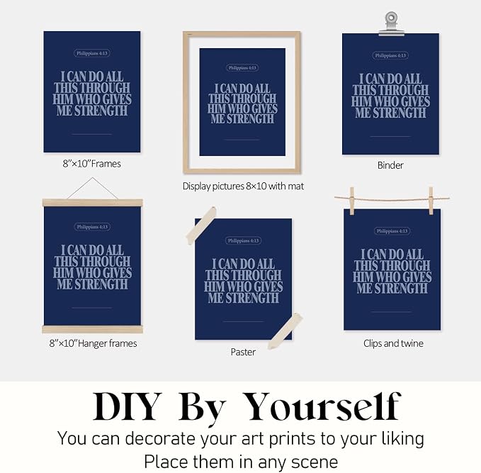 Locomiss Navy Blue Christian Wall Art Decor Posters, Minimalist Jesus Scripture - Image 7