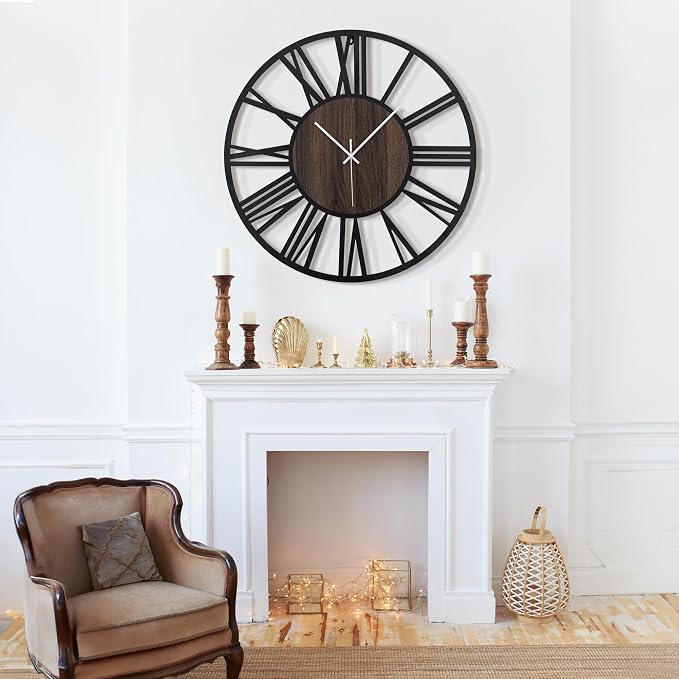LEIKE Large Wall Clocks, Non Ticking, Battery Operated Small Vintage Round - Image 5