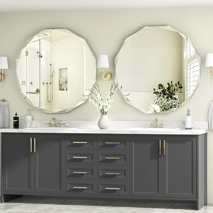 Bathroom Mirrors for Over Sink, Round Frameless Mirrors for Wall, 30x30 Inch - Image 2