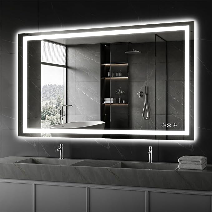 Koonmi 55"x36" LED Mirror for Bathroom, 90CRI Anti-Fog Vanity Mirror by KOONMI