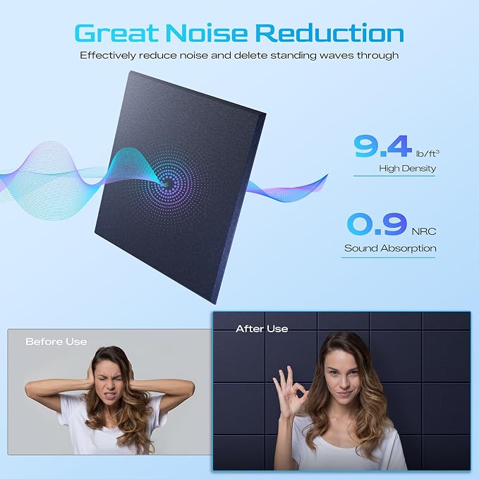22 Pack Self-Adhesive Acoustic Panels, Soundproof Wall Panels - Image 3