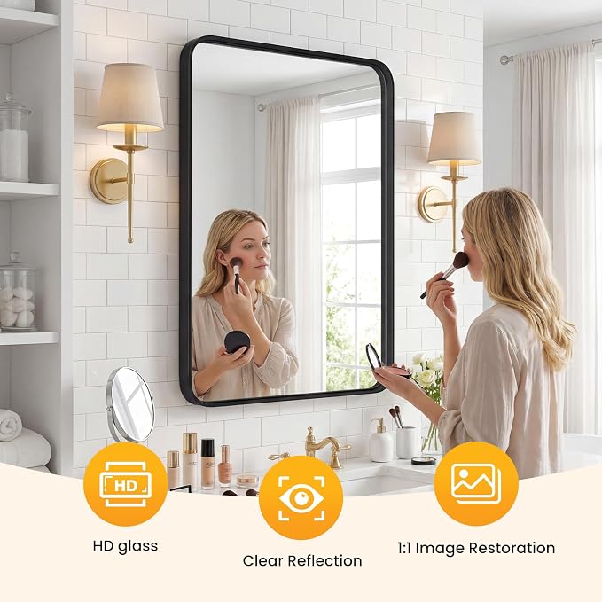 OLIXIS Bathroom Mirror for Over Sink, 22x30 Inch Wall Rectangle Mirror - Image 3