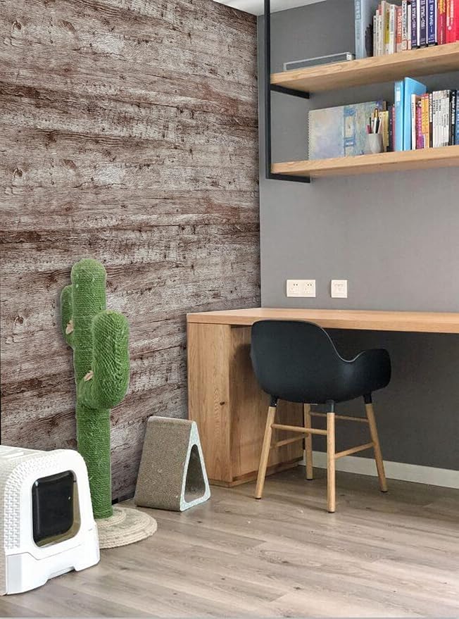 Dimoon Wallpaper 118"x17.7" Wood Peel and Stick Wallpaper Thicken Dark Grey - Image 8