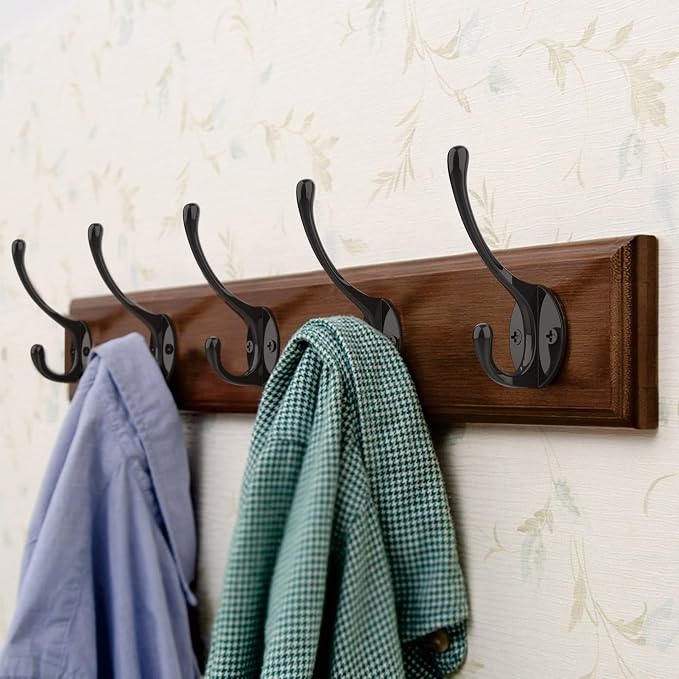 Heavy-Duty Metal Coat Hooks for Wall, Double Robe Hooks for Coat - Image 4
