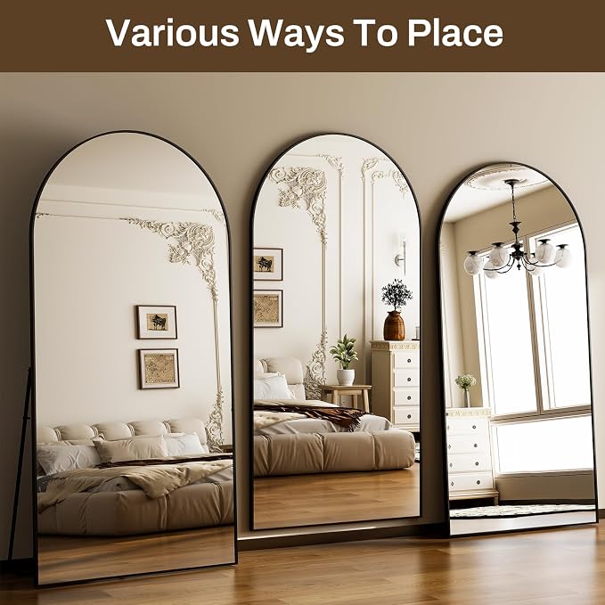 HARRITPURE 76"x34" Arched Full Length Mirror Free Standing Hanging Mounted - Image 5