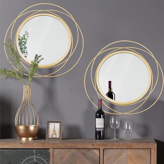 2 Set. Circle Mirrors for Wall Decor for Living Room Bedroom Bathroom Entryway by Cityelf