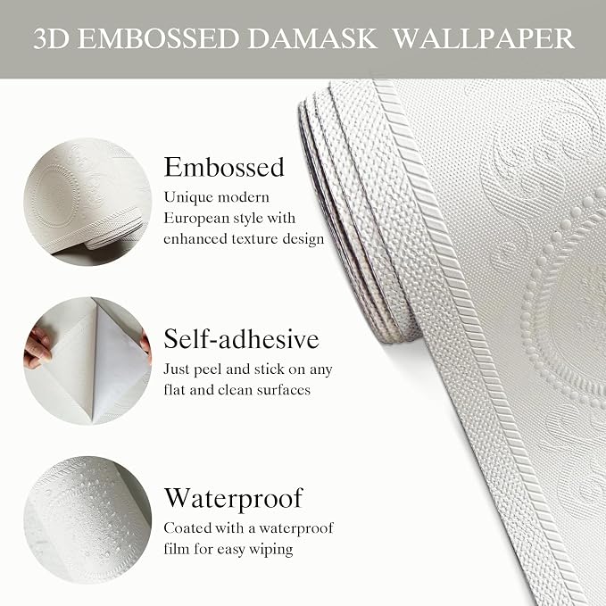 JiffDiff Wallpaper Peel and Stick Textured, 3D Embossed Wall Paper Stick on - Image 7