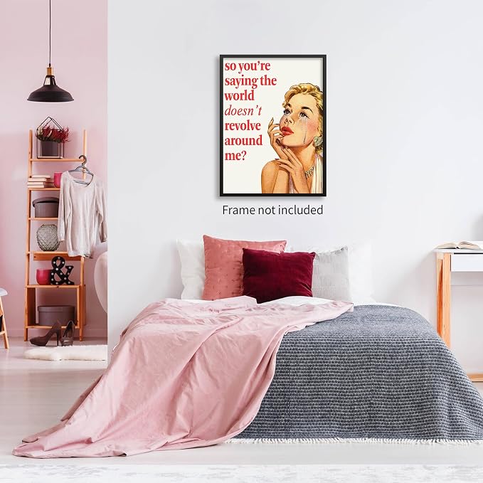 noxozoqm 70s Pink Sexy Women Poster Funky Funny Quote Wall Art Retro Housewife - Image 5