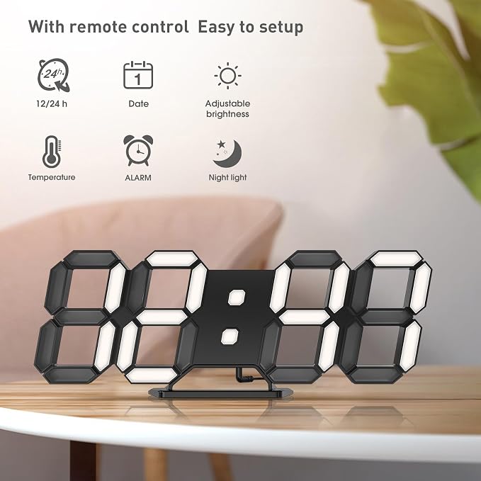 3D LED Clock Desk Alarm Clock Wall Clock - Image 6