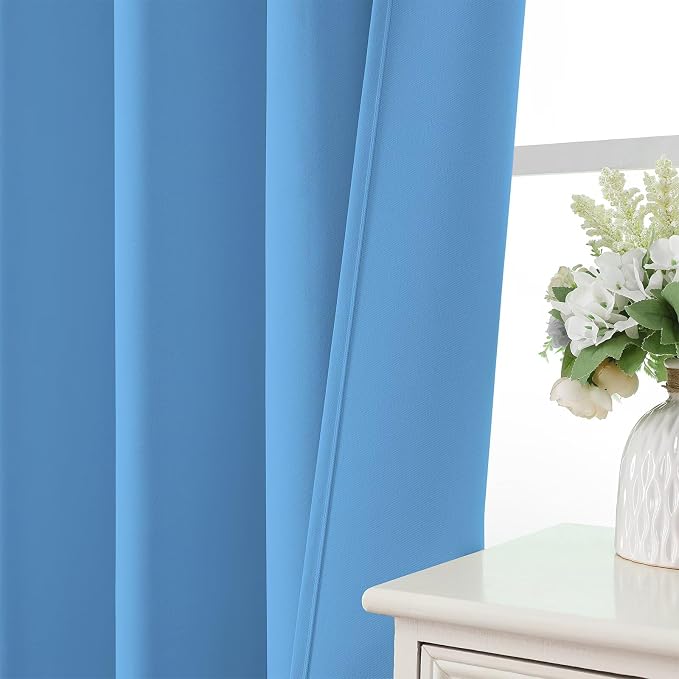 CUCRAF Light Blue Blackout Curtains 45 inch Length 2 Panels Set, Rod Pocket - Image 6