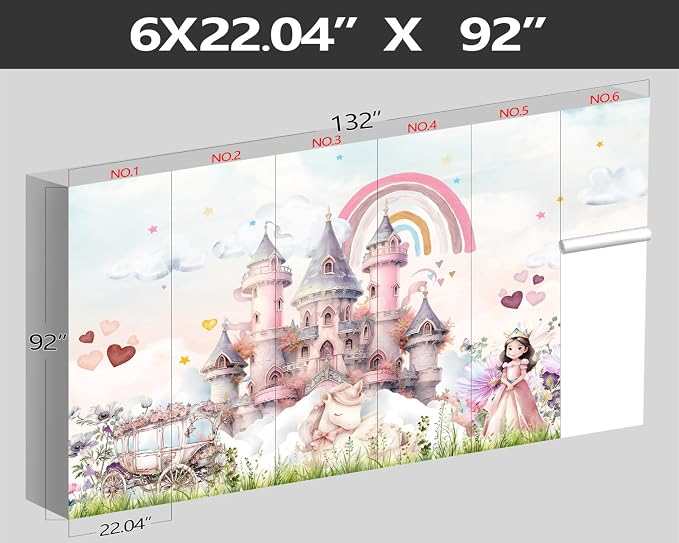 XMPMBM-Pink Cartoon Citadel Nursery Room Fabric Wallpaper Girls Bedroom Wall - Image 4
