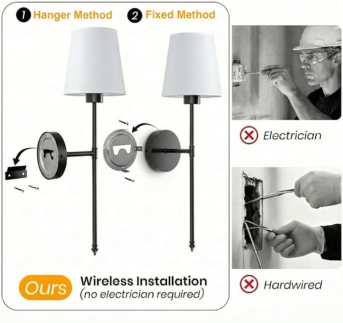 IRONPAX Wall Sconces Battery Operated Set of 2, Wireless Rechargeable Wall - Image 6