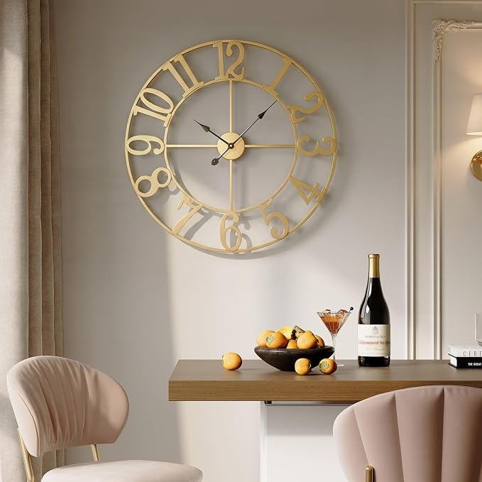 Cuspin Large Wall Clock for Living Room Decor, 30 Inch Gold Wall Clock - Image 2